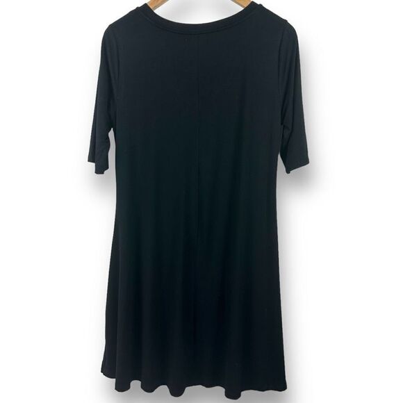 Cupio Women's Size M Criss Cross Vneck Black Dress Stretchy Casual Basic - Picture 2 of 9